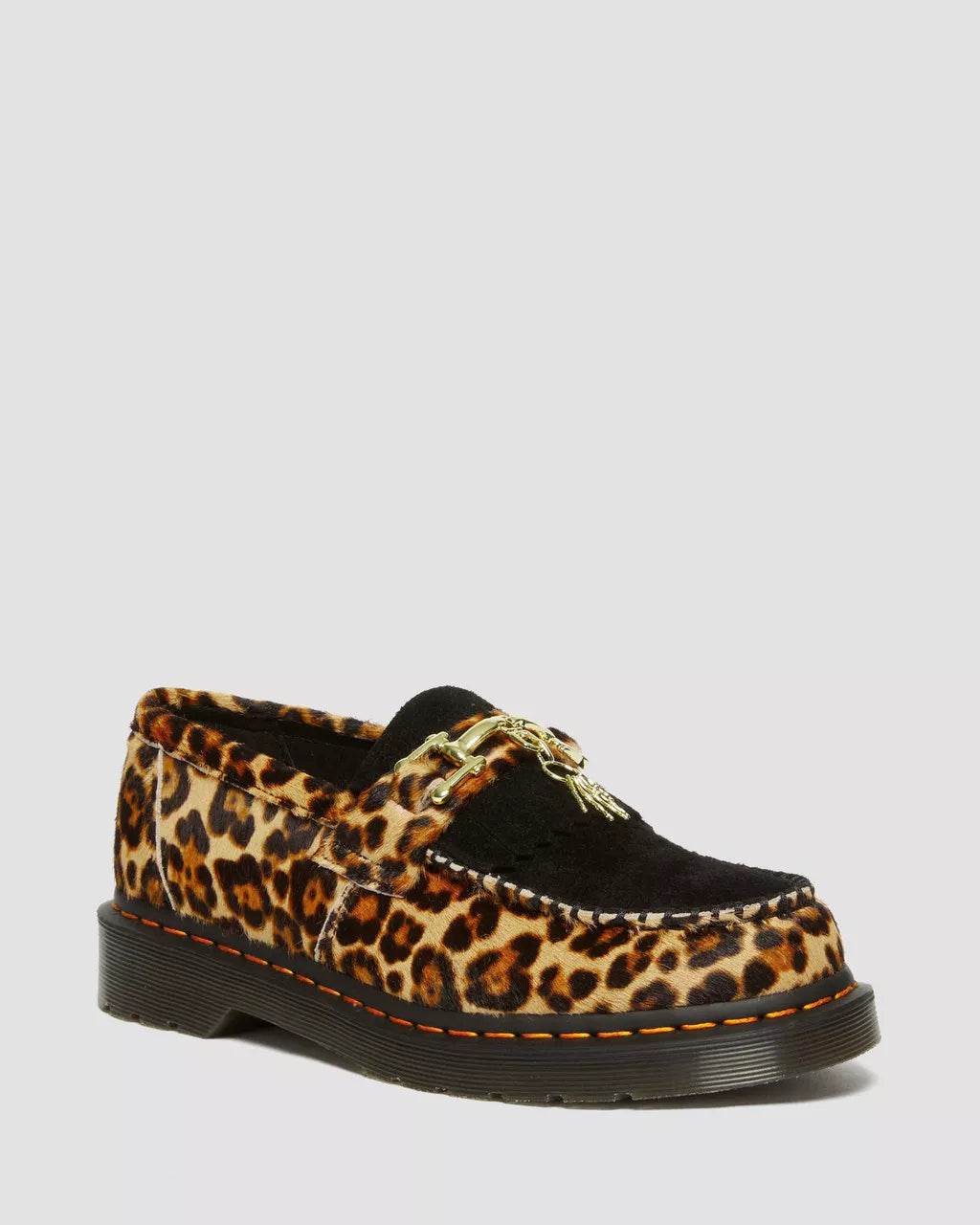 DR. MARTEN ADRIAN HAIR-ON LEOPARD PRINT SNAFFLE LOAFERS