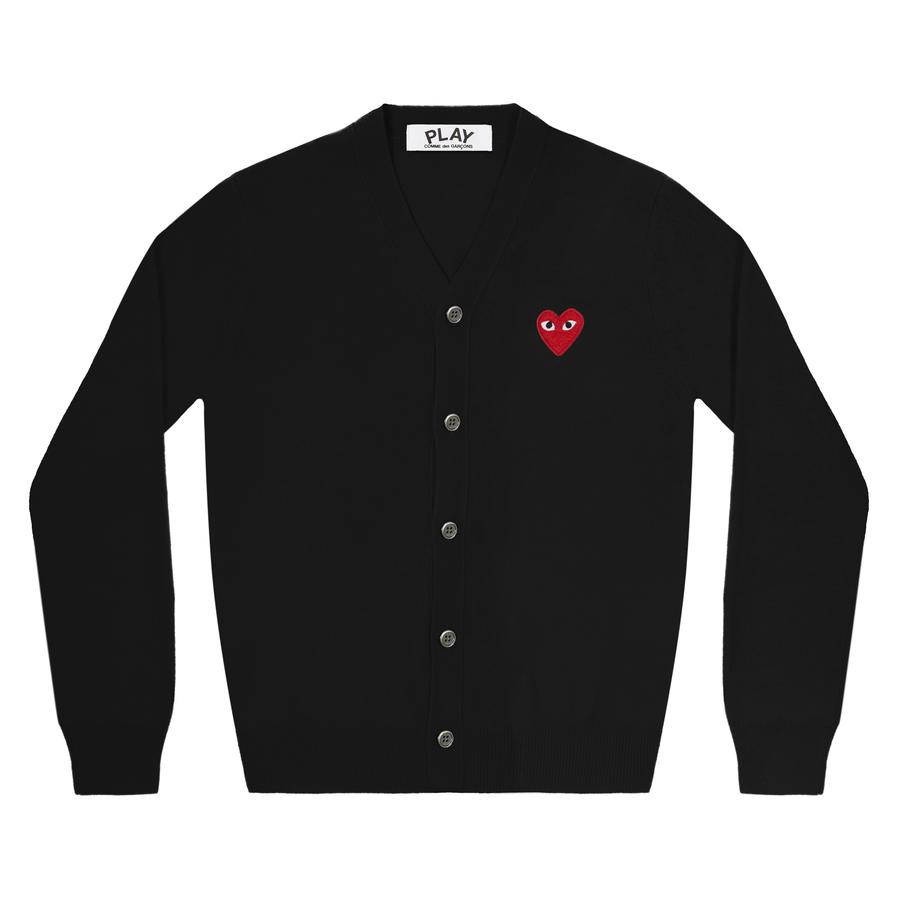 Red Comme des Garçons Play Men's Cardigan (Black)