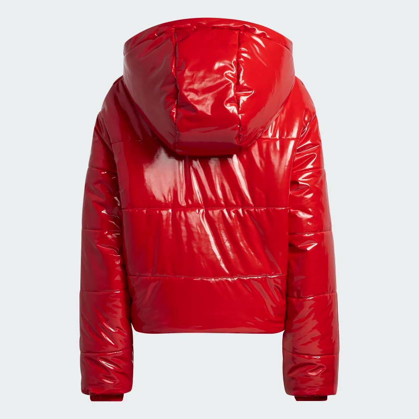 IVY PARK FAUX LATEX CROP PUFFER JACKET