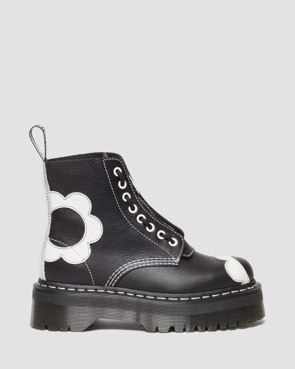 DR. MARTENS SINCLAIR FLOWER PISA LEATHER PLATFORM BOOTS