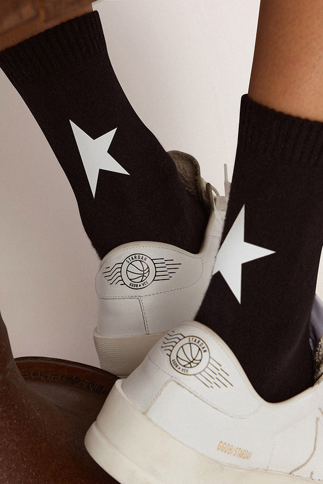 GOLDEN GOOSE SOCKS LOW RIB/BLACK-WHITE STAR
