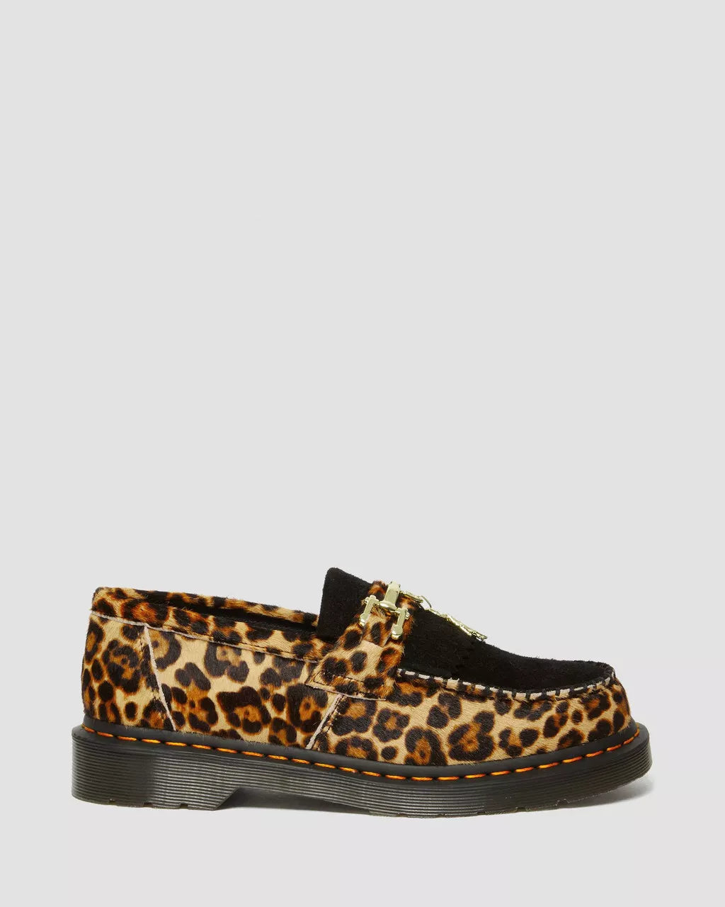DR. MARTEN ADRIAN HAIR-ON LEOPARD PRINT SNAFFLE LOAFERS