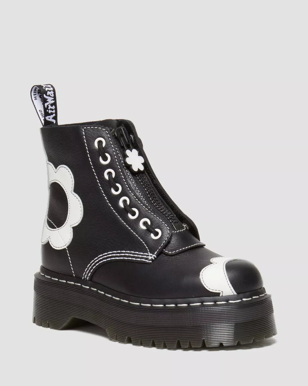 DR. MARTENS SINCLAIR FLOWER PISA LEATHER PLATFORM BOOTS