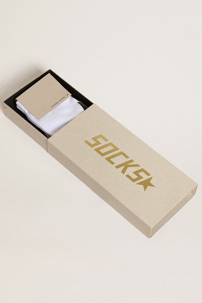 GOLDEN GOOSE LOW RIB SOCKS-WHITE/BLACK STAR