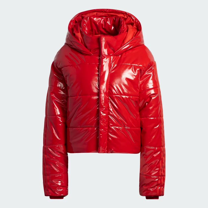 IVY PARK FAUX LATEX CROP PUFFER JACKET