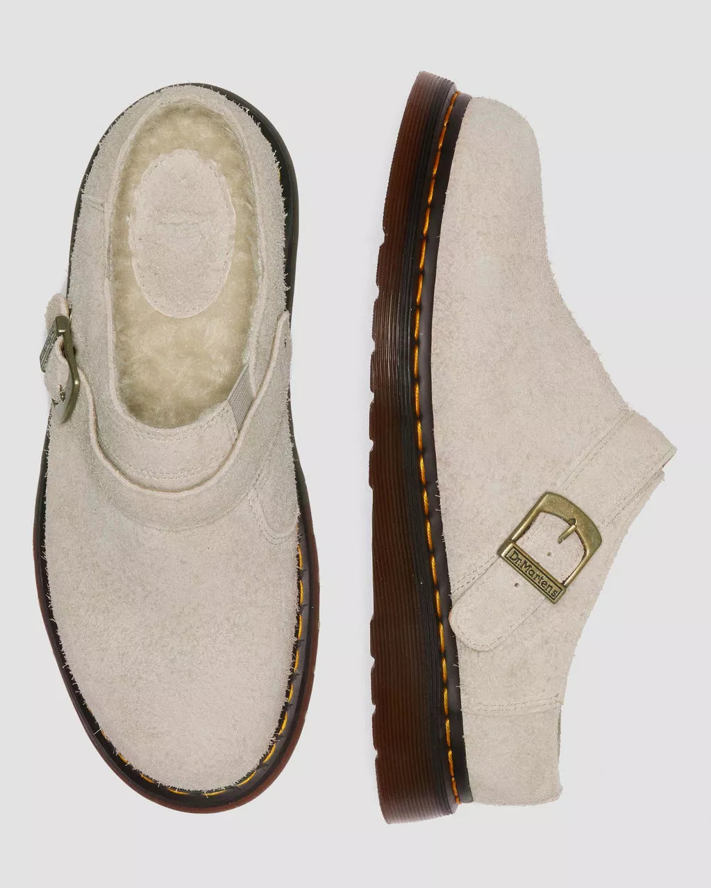 DR. MARTENS ISHAM FAUX SHERLING LINED SUEDE MULE