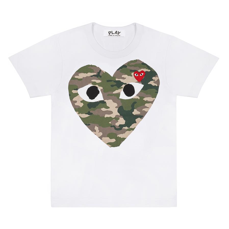 Play Comme des Garçons Camouflage Heart T-Shirt (White)