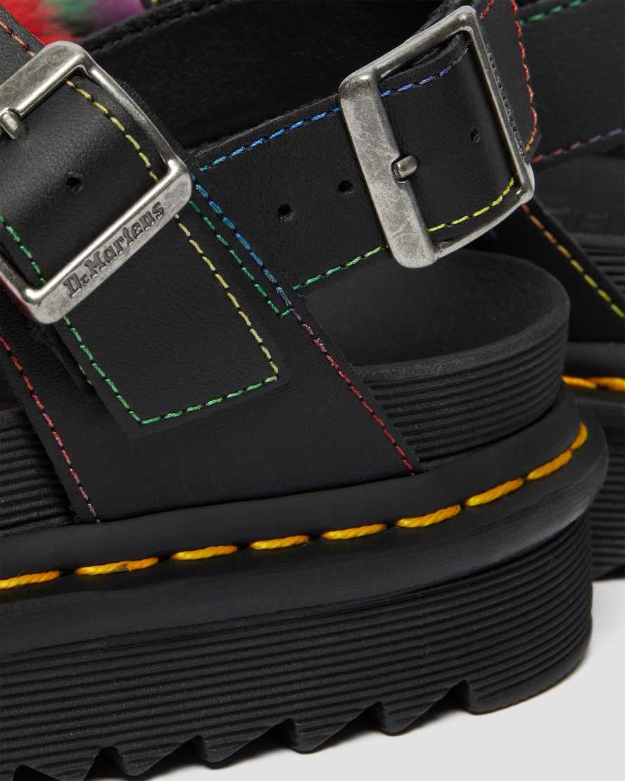DR. MARTENS VOSS II FLUFFY FAUX FUR STRAP SANDALS