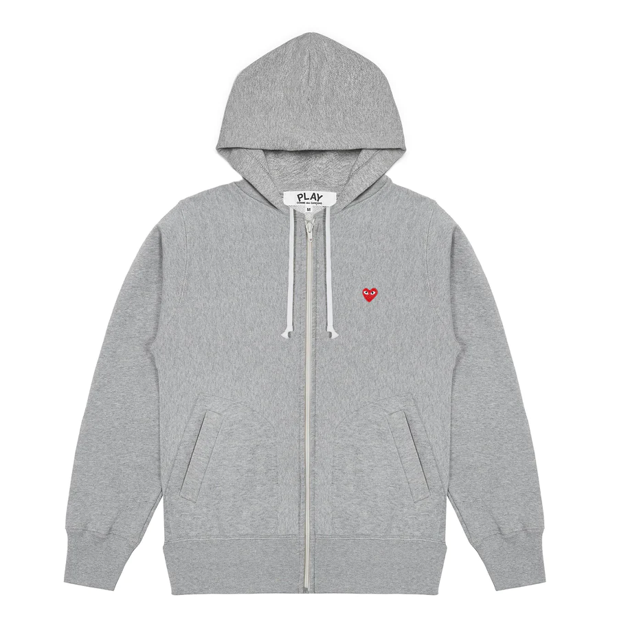 CDG Play Comme des Garçons Mini Red Heart Hooded Sweatshirt (Grey)