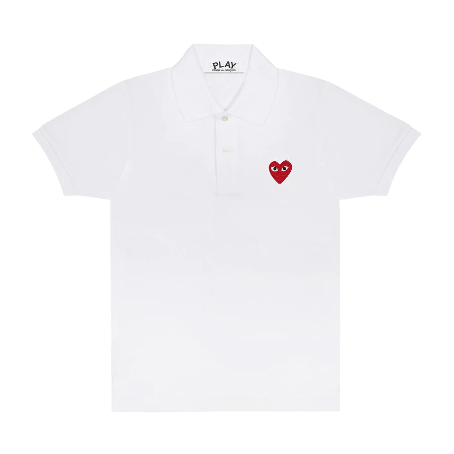 CDG Red Play Comme des Garçons Polo Shirt (White)