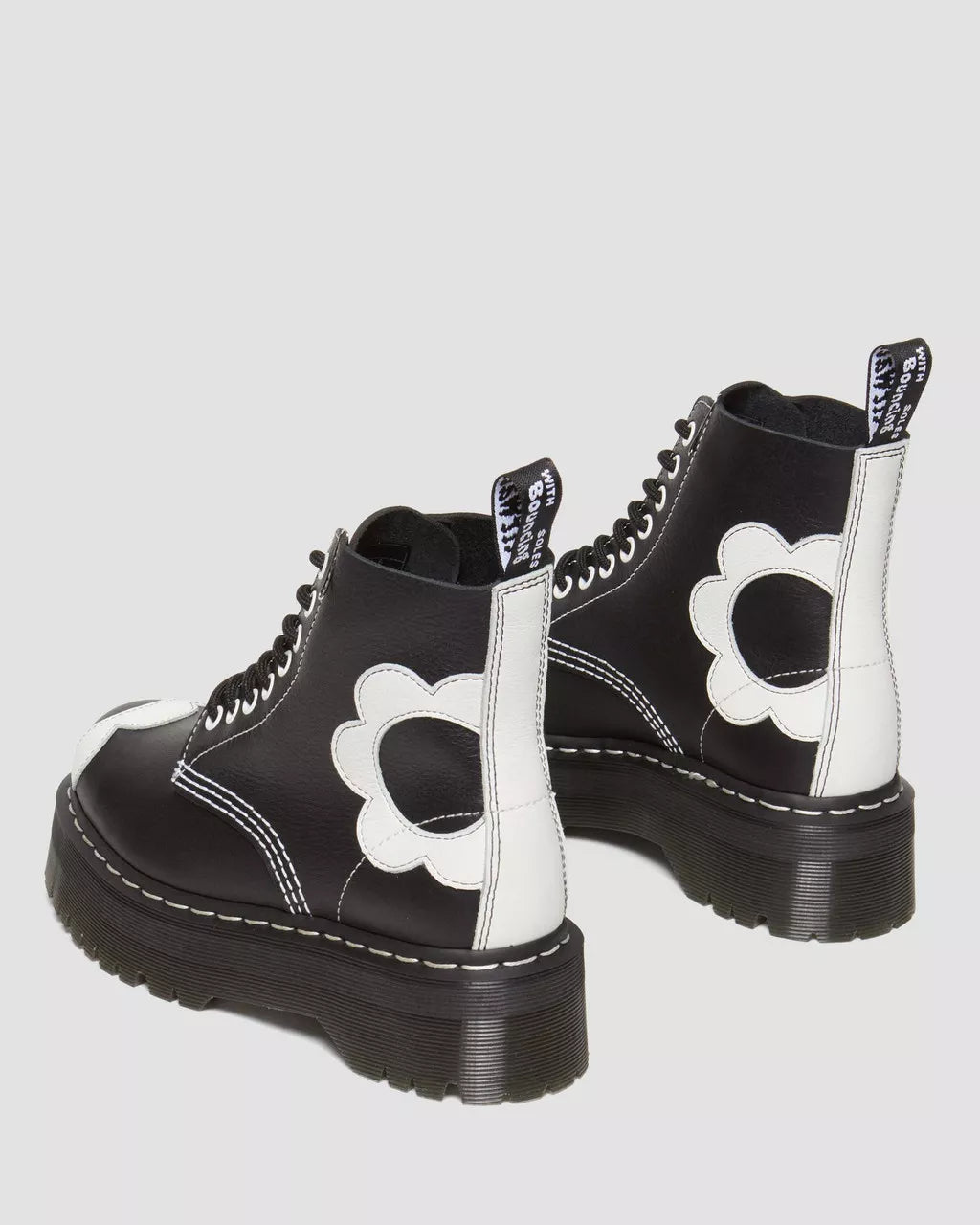 DR. MARTENS SINCLAIR FLOWER PISA LEATHER PLATFORM BOOTS