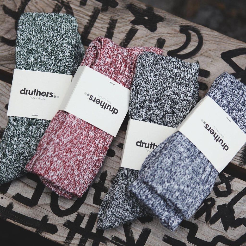 Druthers Organic Cotton Ribbled Slub Crew Socks