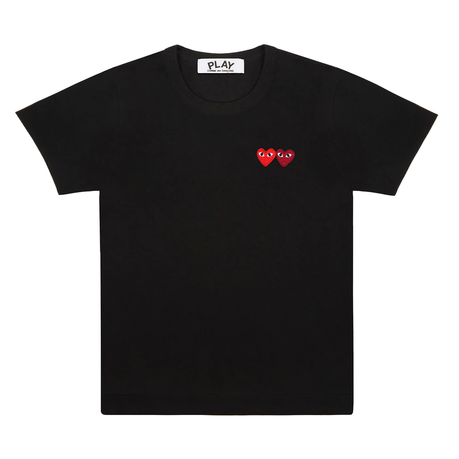 CDG Play Comme des Garçons T-Shirt with Double Heart (Black)