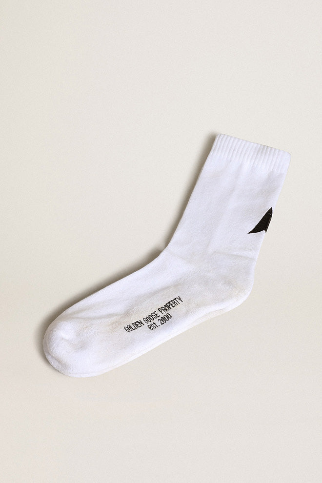 GOLDEN GOOSE LOW RIB SOCKS-WHITE/BLACK STAR