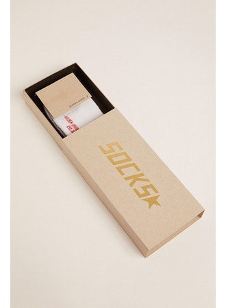 GOLDEN GOOSE HIGH RIB SOCKS-RED STRIPE/RIPPED