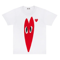 CDG Play Comme des Garçons T-Shirt with Red Heart Stretched (White)