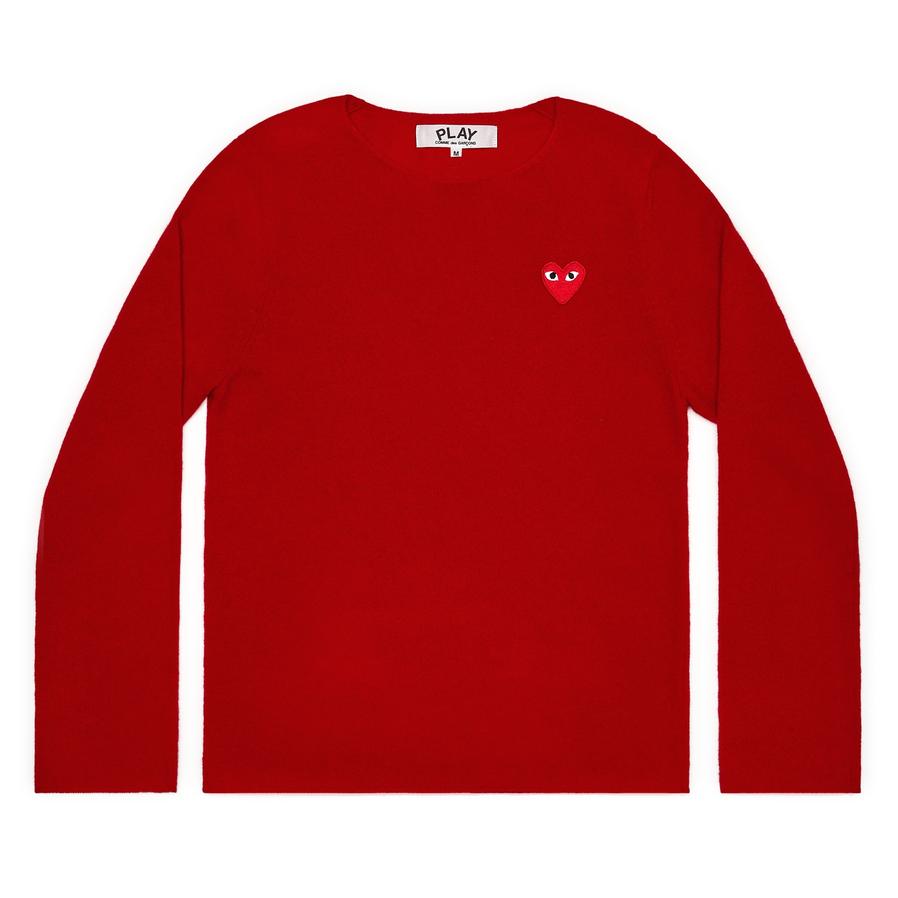 Play Comme des Garçons Red Heart Crew Neck Jumper (Red)