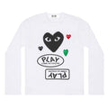 Play Comme des Garçons Logo Longsleeve T-Shirt with Black Heart (White) Women's