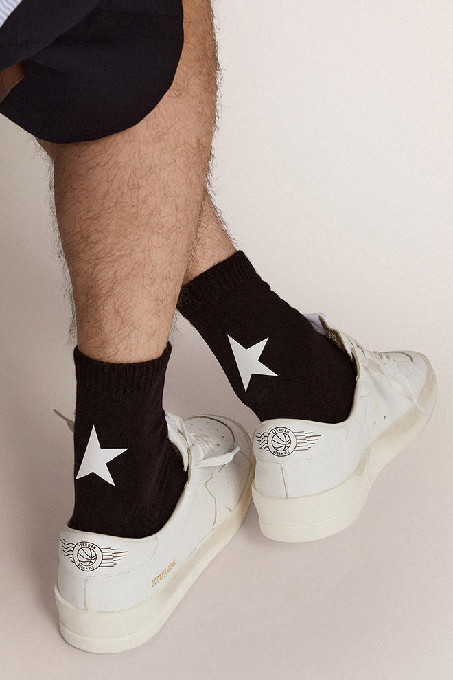 GOLDEN GOOSE SOCKS LOW RIB/BLACK-WHITE STAR