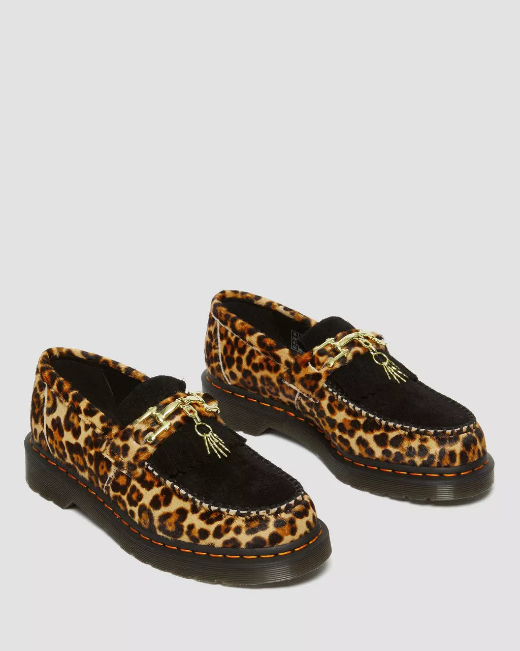 DR. MARTEN ADRIAN HAIR-ON LEOPARD PRINT SNAFFLE LOAFERS