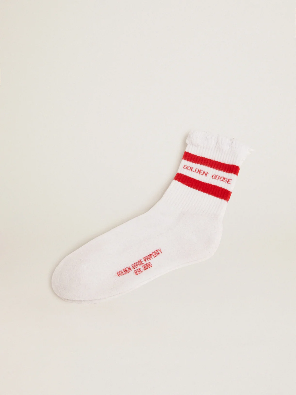 GOLDEN GOOSE HIGH RIB SOCKS-RED STRIPE/RIPPED